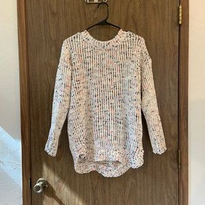 Long colorful long-sleeve knitted sweater